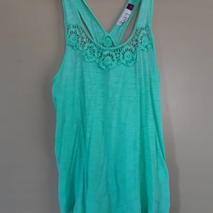Cotton turquoise V-back tanktop